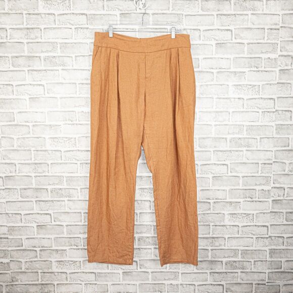 MATIN Studio Linen Pleated trouser pants light brown Size 12 - Picture 1 of 11